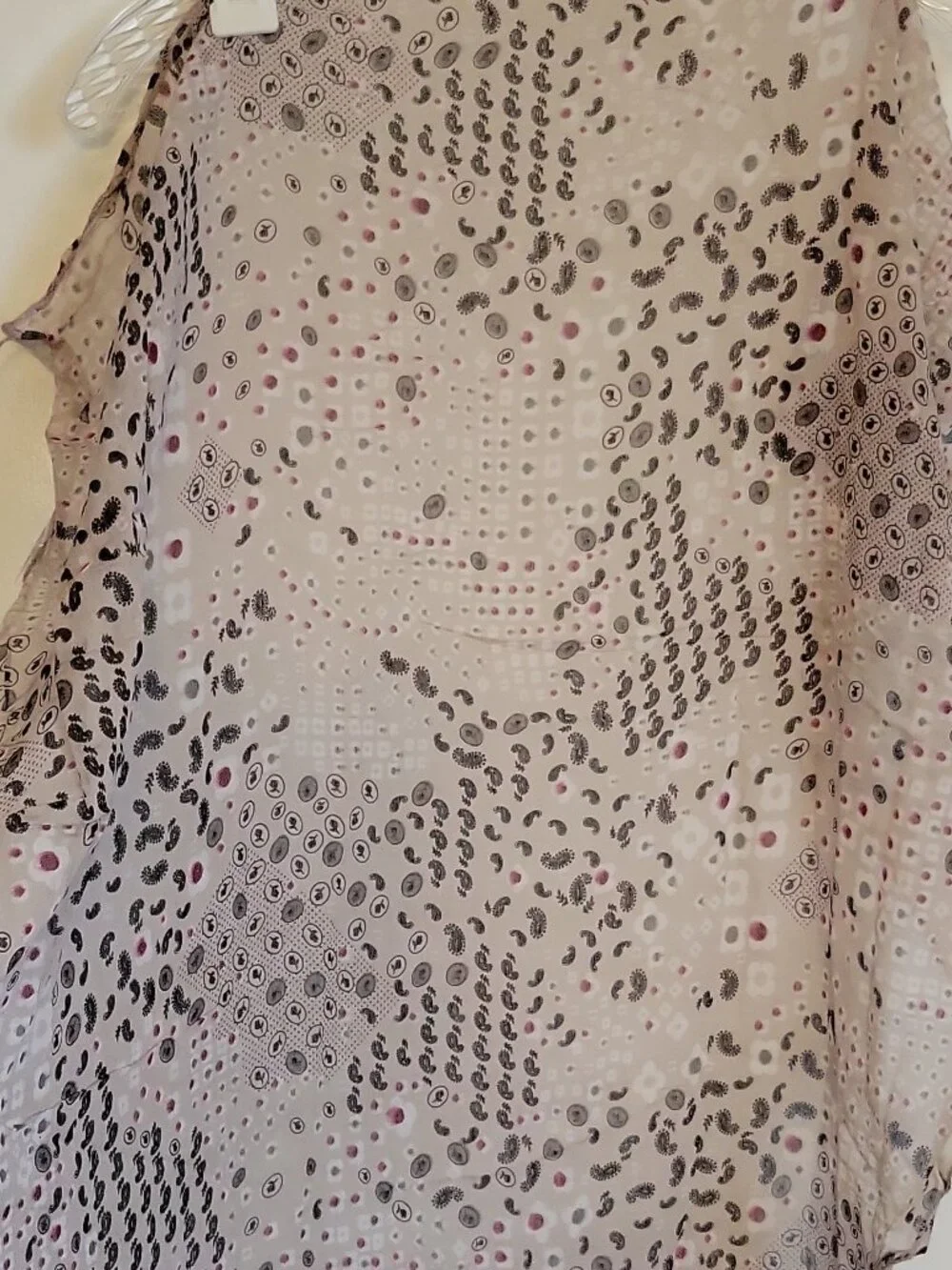 Women Chiffon Scarf Geometric Print Silk Cotton Beige Black Pink Gray Italy